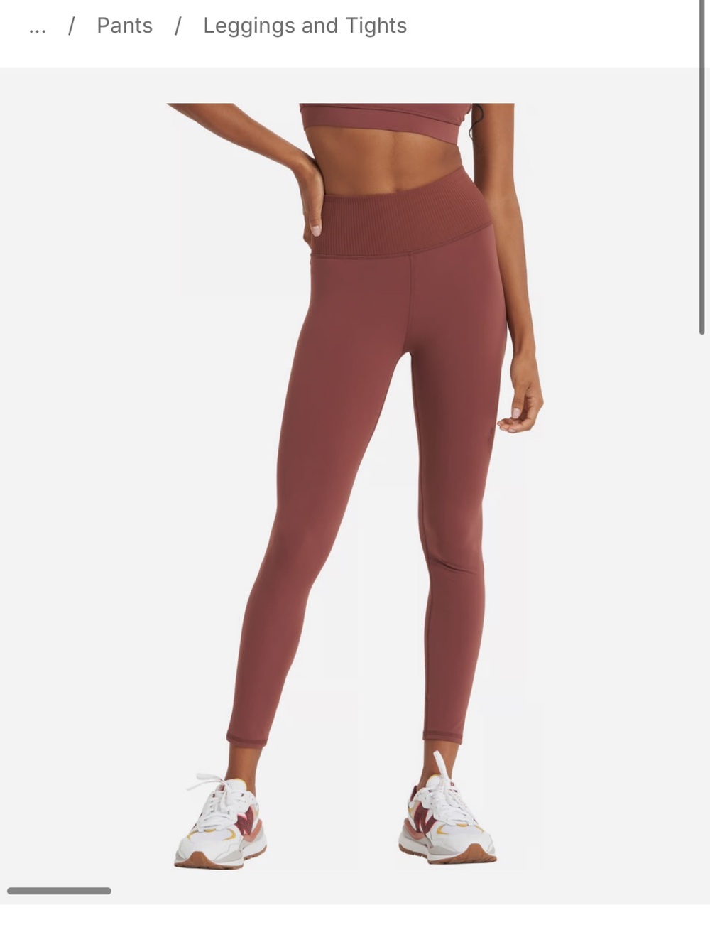 High-Rise Ribbed Waist Seamless Leggings - Rust/pink